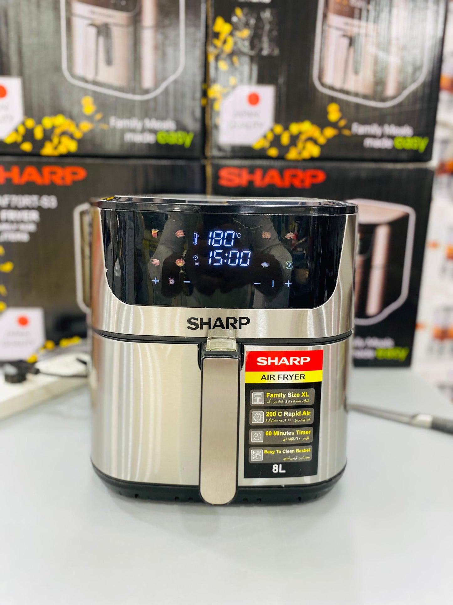 Sharp Air Fryer 8L Family Size XL - Digital Touch Control with Rapid Air Technology.